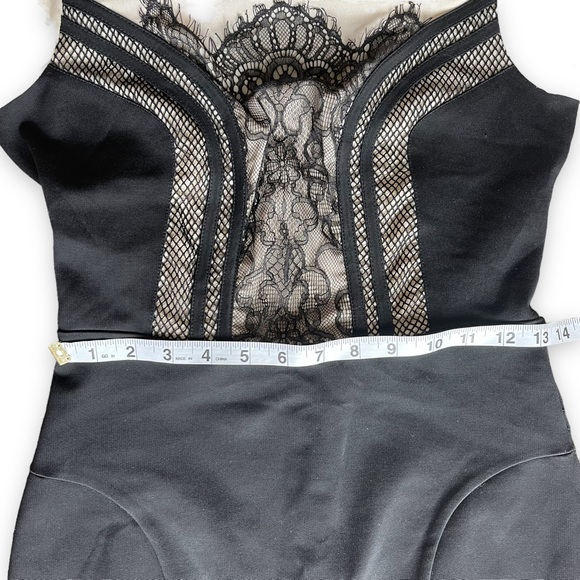 Bebe mini dress black lace nude sheer long sleeves women’s size small - Picture 13 of 14